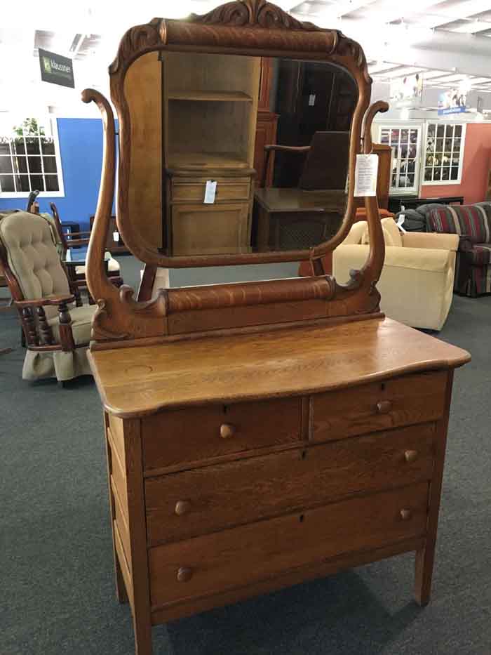 Small Antique Dresser With Mirror, Old Oak Dresser With Mirror